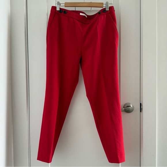 Hugo Boss red slim trouser pants with black buttons - size 6 (Medium) - Picture 3 of 6